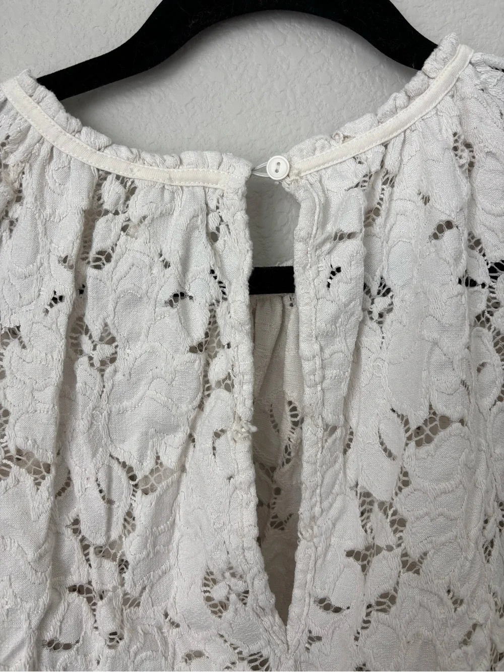 Free People White Floral Lace Long-Sleeve Blouse